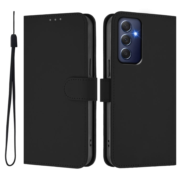 For Samsung Galaxy M54 5G / F54 5G Skin Feel Solid Color Leather Phone Case with Lanyard
