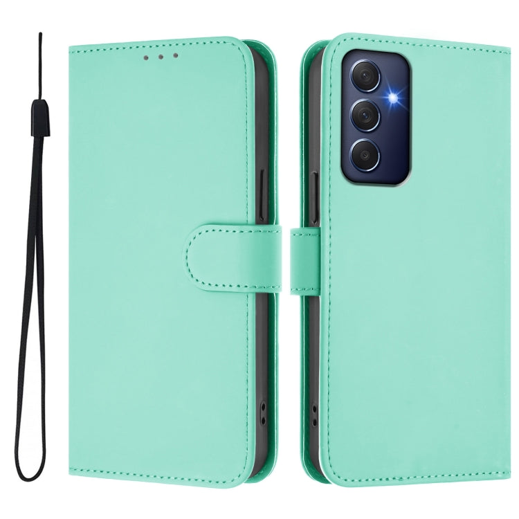 For Samsung Galaxy M54 5G / F54 5G Skin Feel Solid Color Leather Phone Case with Lanyard