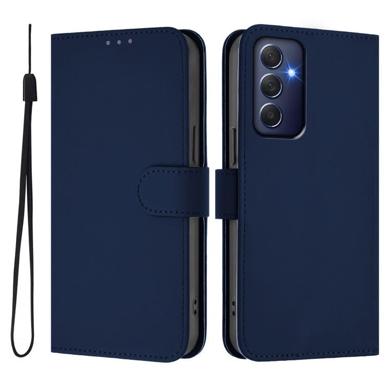 For Samsung Galaxy M54 5G / F54 5G Skin Feel Solid Color Leather Phone Case with Lanyard