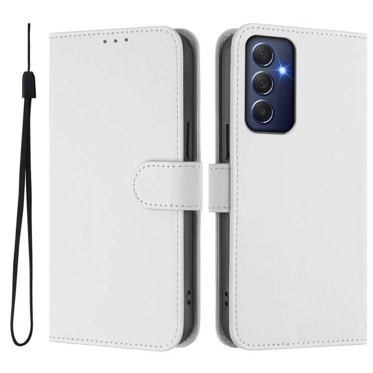 For Samsung Galaxy M54 5G / F54 5G Skin Feel Solid Color Leather Phone Case with Lanyard