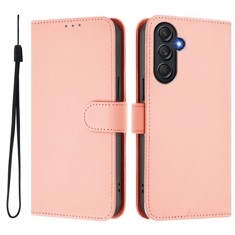 For Samsung Galaxy M55 5G / C55 5G Skin Feel Solid Color Leather Phone Case with Lanyard