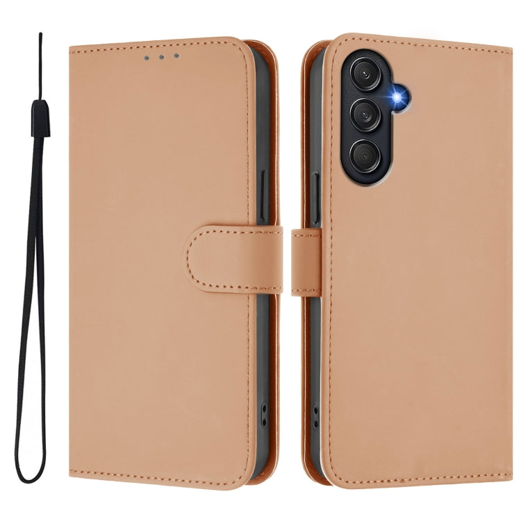 For Samsung Galaxy M55 5G / C55 5G Skin Feel Solid Color Leather Phone Case with Lanyard