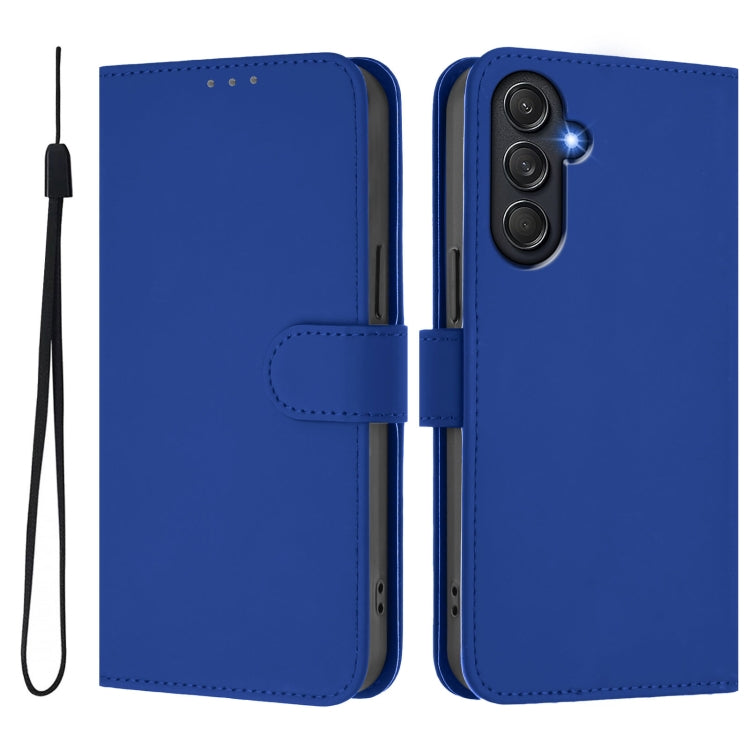 For Samsung Galaxy M55 5G / C55 5G Skin Feel Solid Color Leather Phone Case with Lanyard