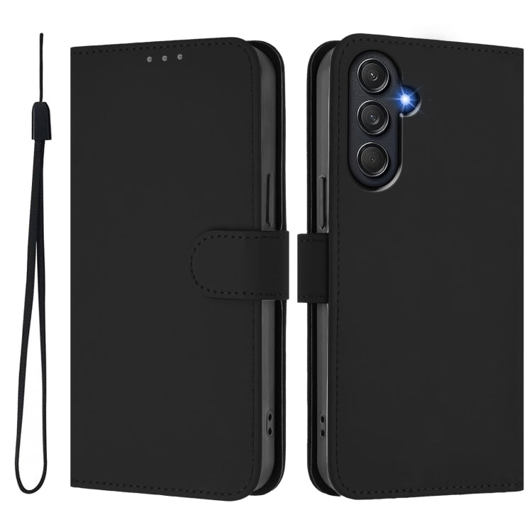 For Samsung Galaxy M55 5G / C55 5G Skin Feel Solid Color Leather Phone Case with Lanyard