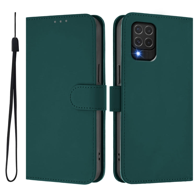 For Samsung Galaxy M62 4G / F62 4G Skin Feel Solid Color Leather Phone Case with Lanyard