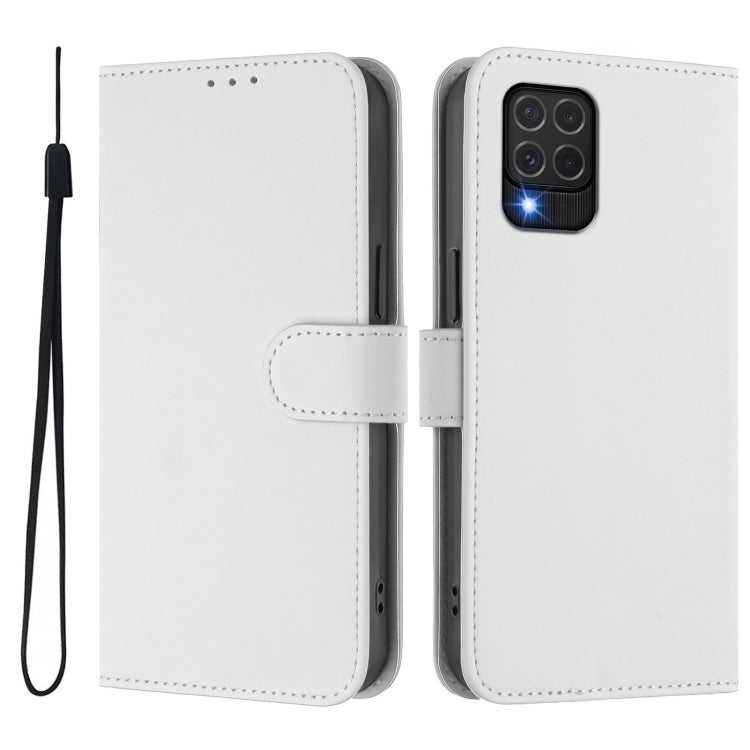 For Samsung Galaxy M62 4G / F62 4G Skin Feel Solid Color Leather Phone Case with Lanyard