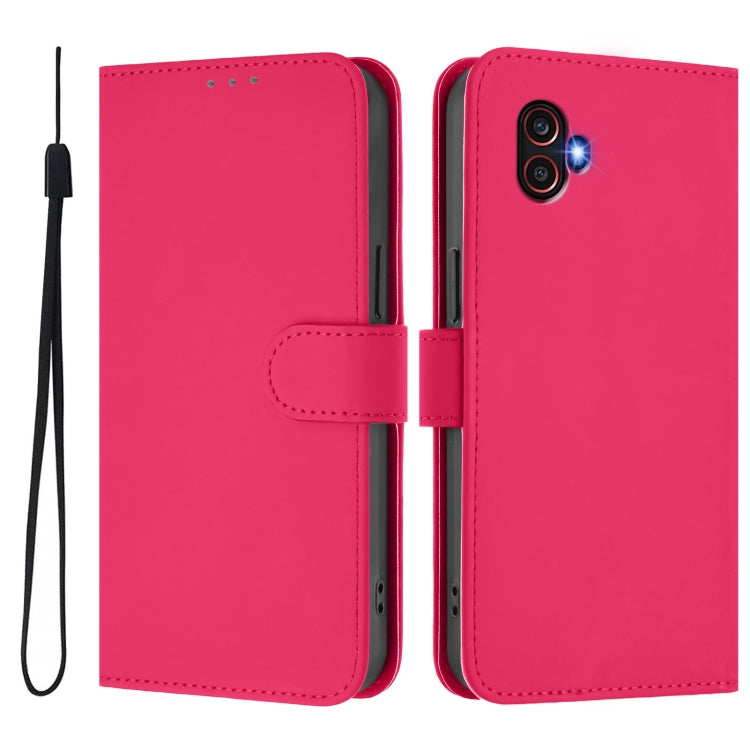 For Samsung Galaxy XCover6 Pro Skin Feel Solid Color Leather Phone Case with Lanyard