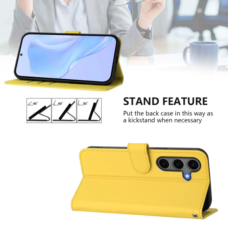 For Samsung Galaxy S25+ 5G Skin Feel Solid Color Leather Phone Case with Lanyard