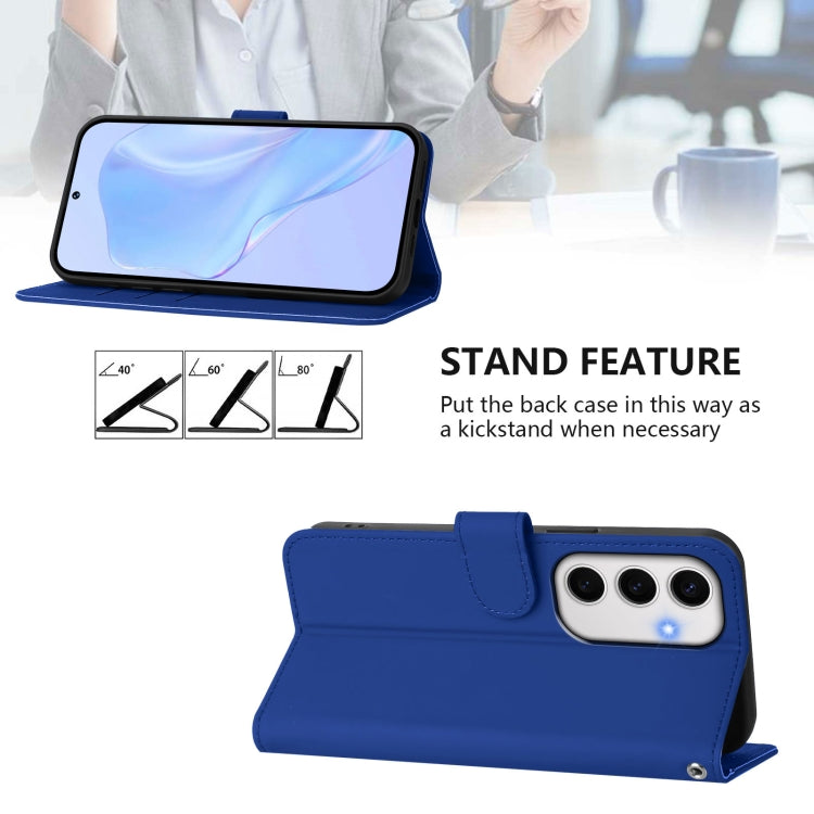 For Samsung Galaxy S24 FE 5G Skin Feel Solid Color Leather Phone Case with Lanyard