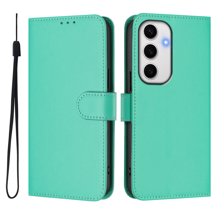 For Samsung Galaxy S24 FE 5G Skin Feel Solid Color Leather Phone Case with Lanyard