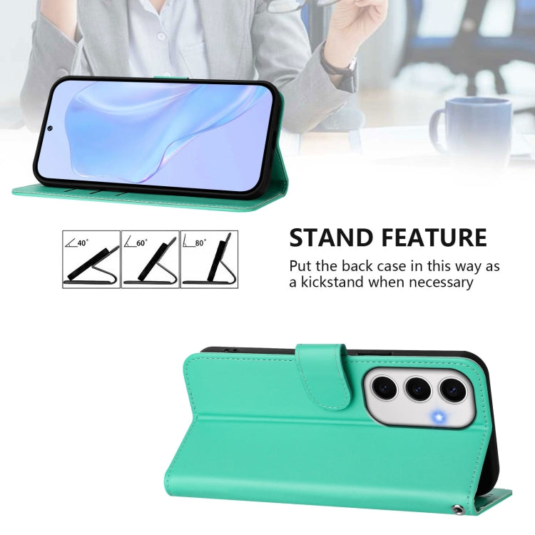 For Samsung Galaxy S24 FE 5G Skin Feel Solid Color Leather Phone Case with Lanyard