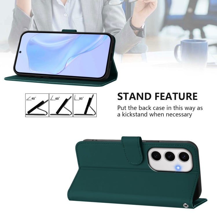 For Samsung Galaxy S24 FE 5G Skin Feel Solid Color Leather Phone Case with Lanyard