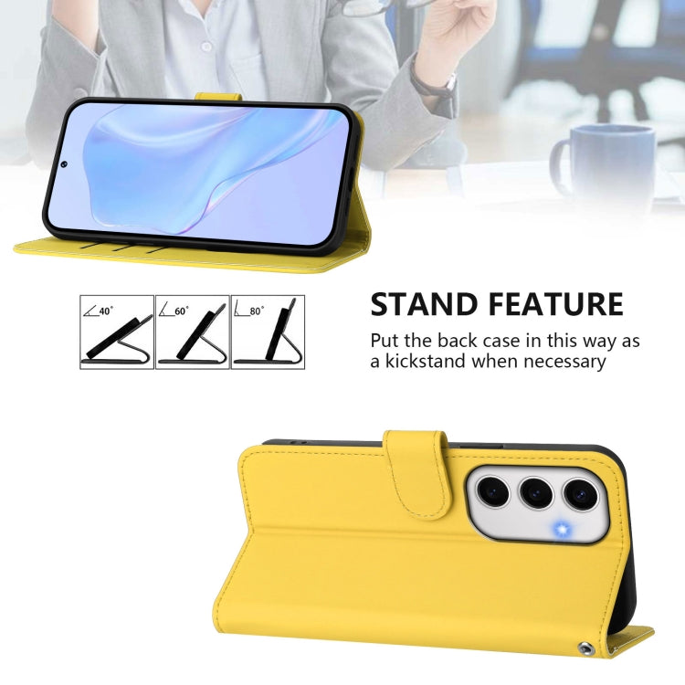 For Samsung Galaxy S24 FE 5G Skin Feel Solid Color Leather Phone Case with Lanyard