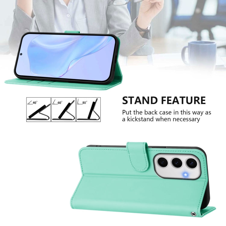 For Samsung Galaxy S24 FE 5G Skin Feel Solid Color Leather Phone Case with Lanyard
