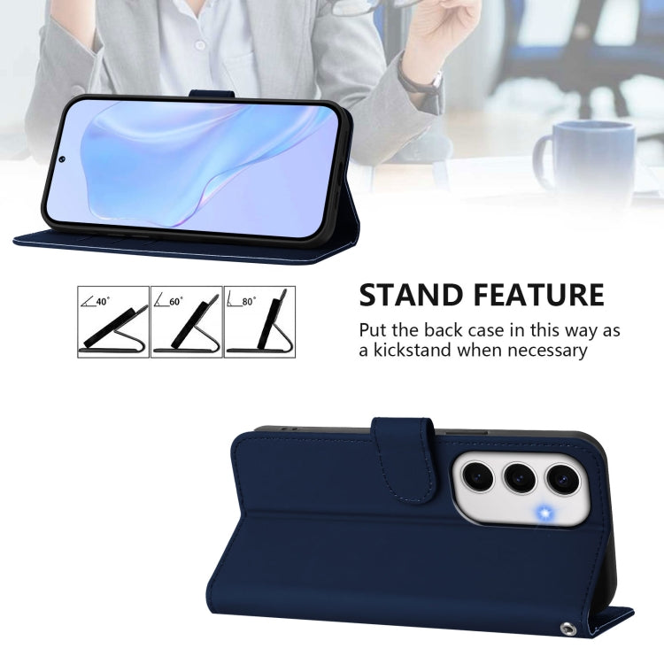 For Samsung Galaxy S24 FE 5G Skin Feel Solid Color Leather Phone Case with Lanyard