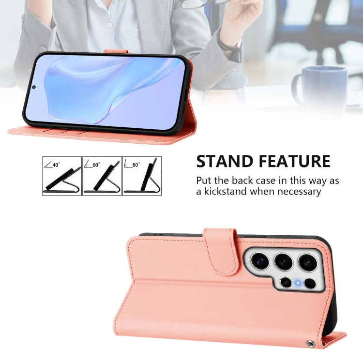 For Samsung Galaxy S24 Ultra 5G Skin Feel Solid Color Leather Phone Case with Lanyard