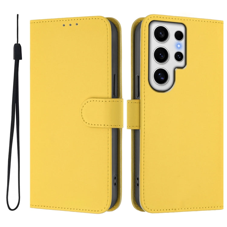 For Samsung Galaxy S24 Ultra 5G Skin Feel Solid Color Leather Phone Case with Lanyard