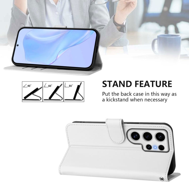 For Samsung Galaxy S24 Ultra 5G Skin Feel Solid Color Leather Phone Case with Lanyard