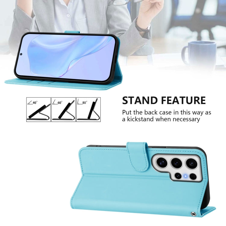 For Samsung Galaxy S24 Ultra 5G Skin Feel Solid Color Leather Phone Case with Lanyard