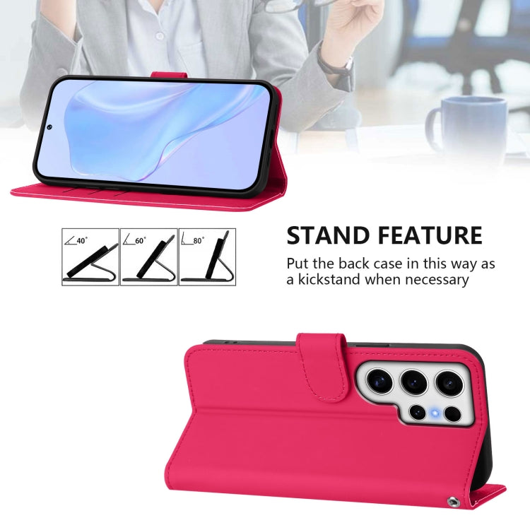 For Samsung Galaxy S24 Ultra 5G Skin Feel Solid Color Leather Phone Case with Lanyard