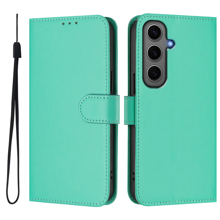For Samsung Galaxy S24+ 5G Skin Feel Solid Color Leather Phone Case with Lanyard