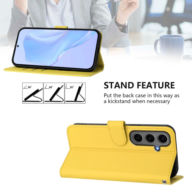 For Samsung Galaxy S24+ 5G Skin Feel Solid Color Leather Phone Case with Lanyard