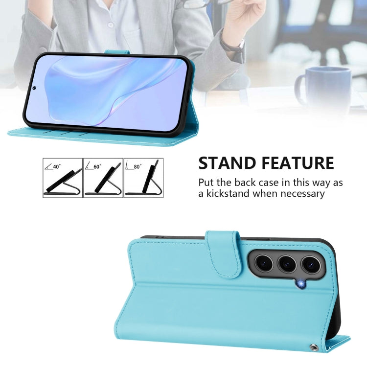 For Samsung Galaxy S24+ 5G Skin Feel Solid Color Leather Phone Case with Lanyard