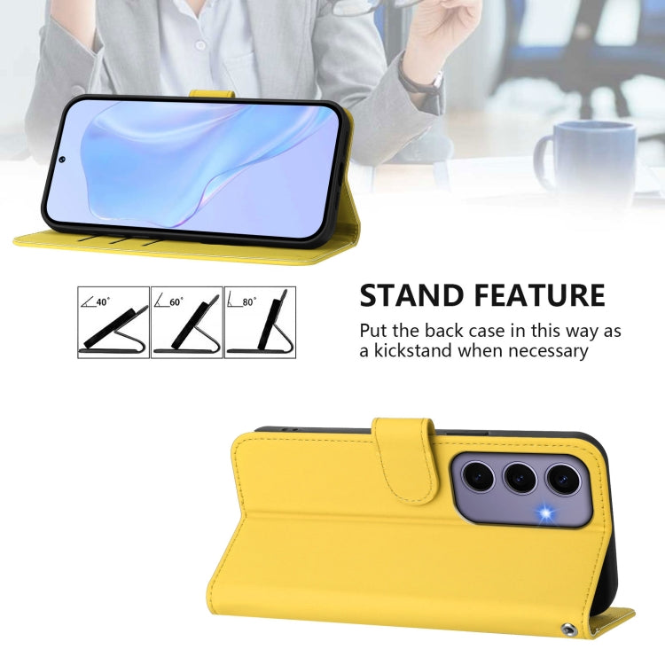 For Samsung Galaxy S24 5G Skin Feel Solid Color Leather Phone Case with Lanyard