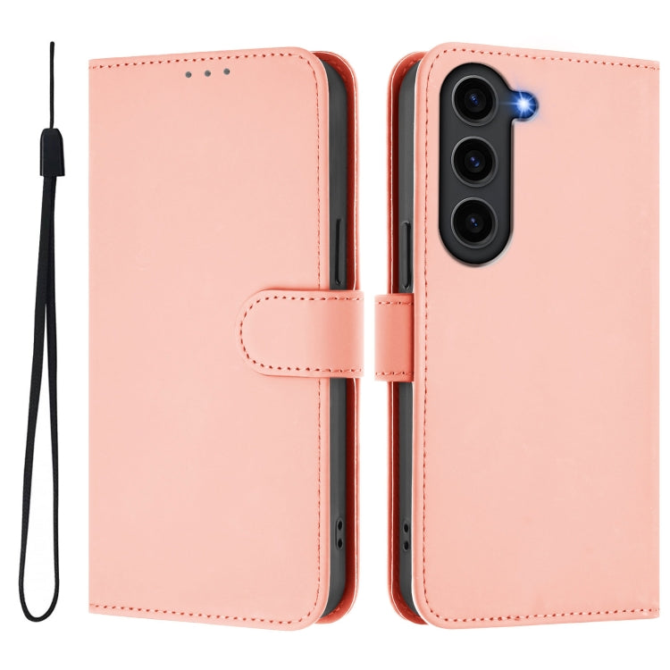 For Samsung Galaxy S23 FE 5G Skin Feel Solid Color Leather Phone Case with Lanyard