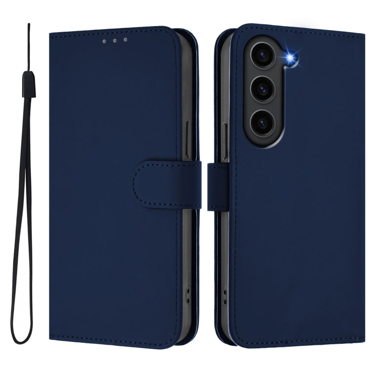For Samsung Galaxy S23 FE 5G Skin Feel Solid Color Leather Phone Case with Lanyard