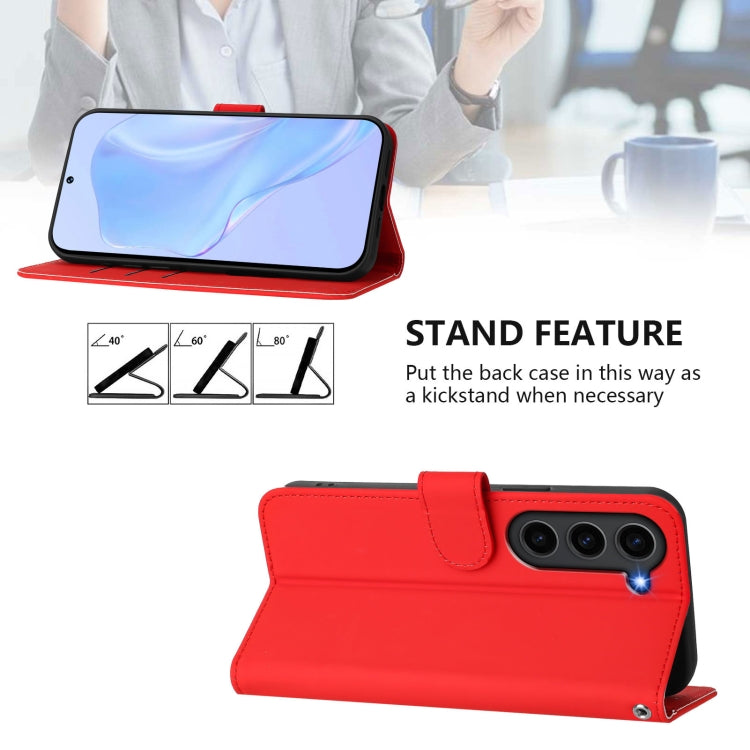 For Samsung Galaxy S23+ 5G Skin Feel Solid Color Leather Phone Case with Lanyard