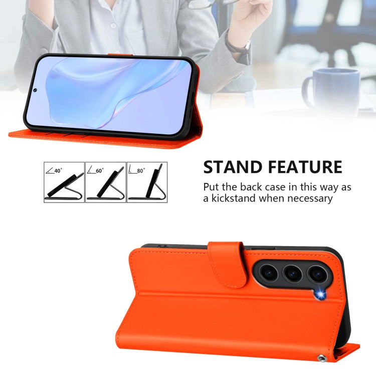 For Samsung Galaxy S23+ 5G Skin Feel Solid Color Leather Phone Case with Lanyard
