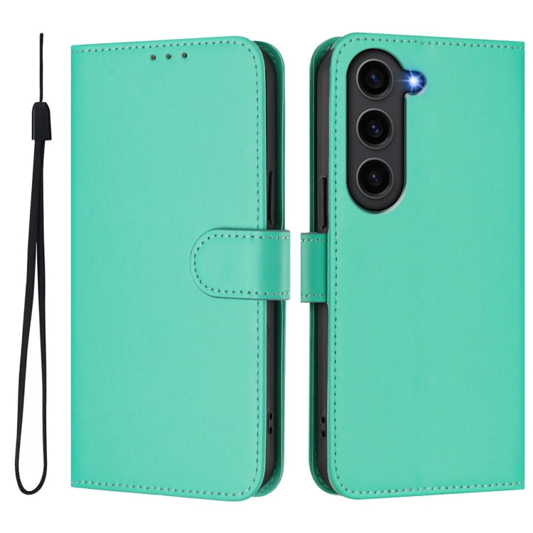 For Samsung Galaxy S23+ 5G Skin Feel Solid Color Leather Phone Case with Lanyard