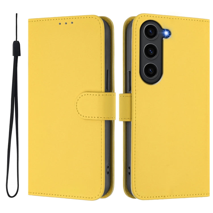For Samsung Galaxy S23+ 5G Skin Feel Solid Color Leather Phone Case with Lanyard