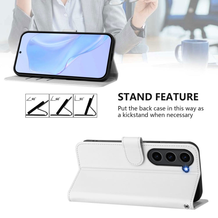 For Samsung Galaxy S23+ 5G Skin Feel Solid Color Leather Phone Case with Lanyard