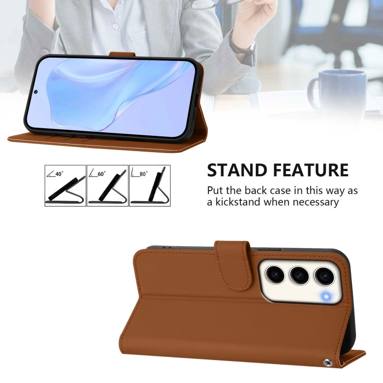 For Samsung Galaxy S23 5G Skin Feel Solid Color Leather Phone Case with Lanyard
