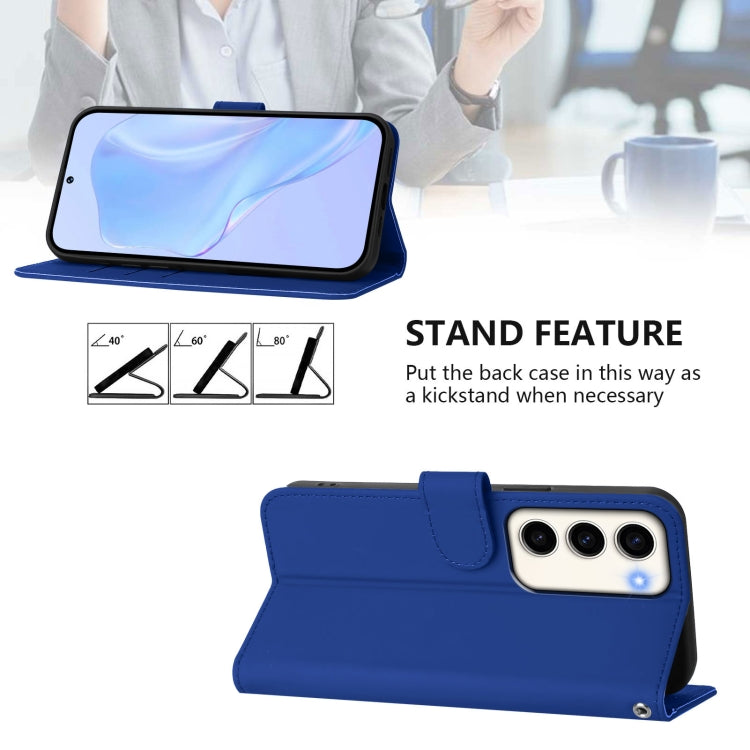 For Samsung Galaxy S23 5G Skin Feel Solid Color Leather Phone Case with Lanyard