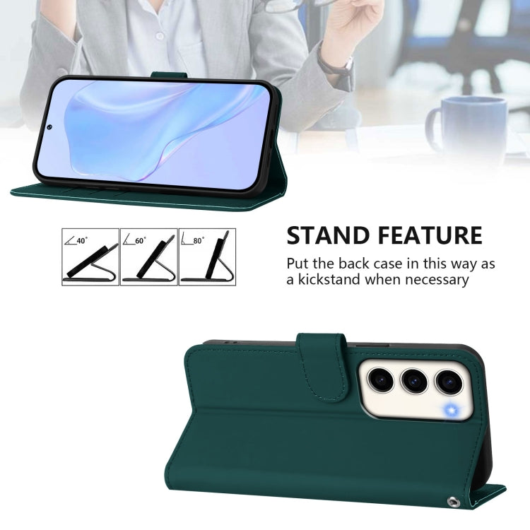 For Samsung Galaxy S23 5G Skin Feel Solid Color Leather Phone Case with Lanyard