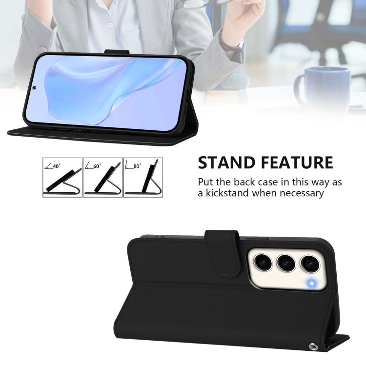 For Samsung Galaxy S23 5G Skin Feel Solid Color Leather Phone Case with Lanyard