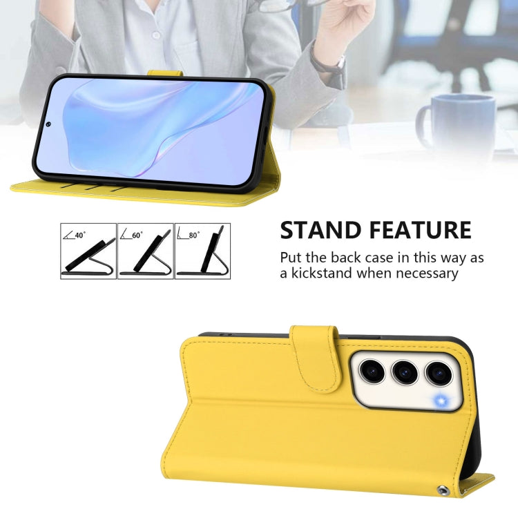 For Samsung Galaxy S23 5G Skin Feel Solid Color Leather Phone Case with Lanyard