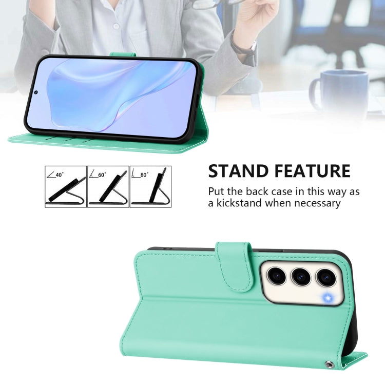 For Samsung Galaxy S23 5G Skin Feel Solid Color Leather Phone Case with Lanyard