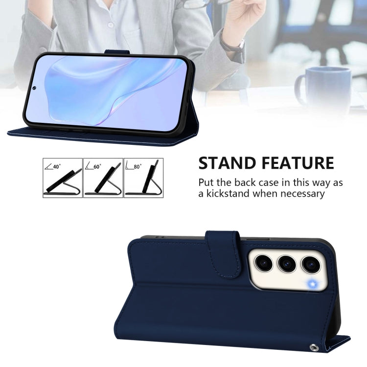 For Samsung Galaxy S23 5G Skin Feel Solid Color Leather Phone Case with Lanyard