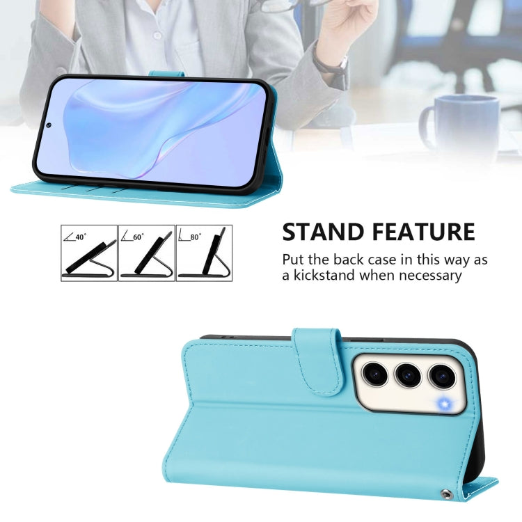 For Samsung Galaxy S23 5G Skin Feel Solid Color Leather Phone Case with Lanyard