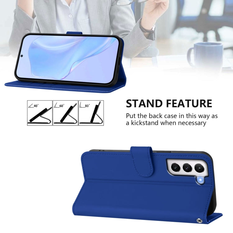 For Samsung Galaxy S21+ 5G Skin Feel Solid Color Leather Phone Case with Lanyard