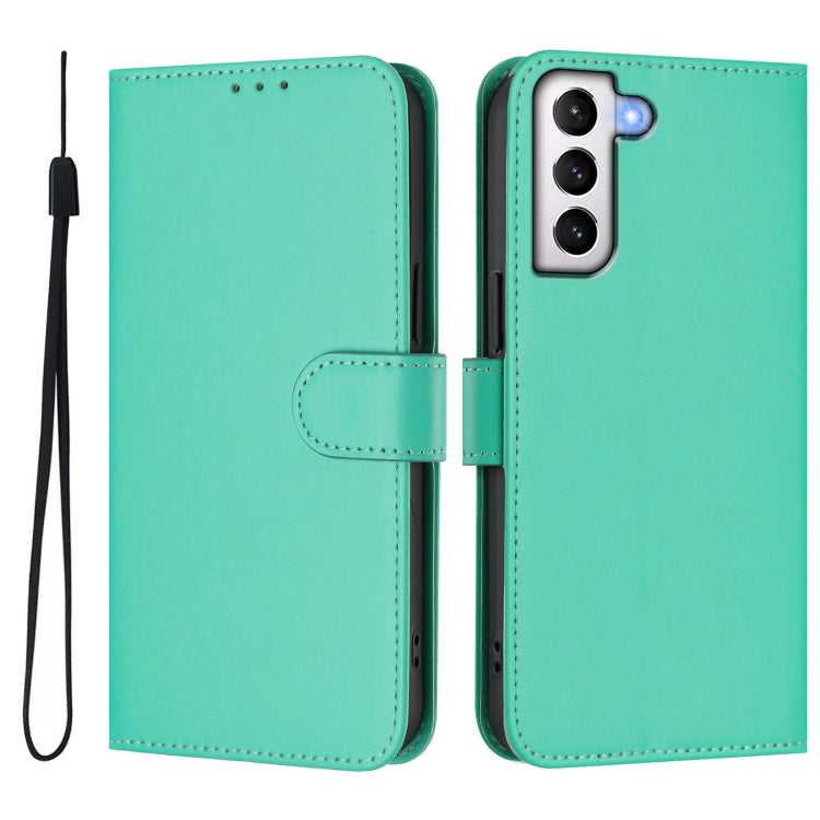 For Samsung Galaxy S21+ 5G Skin Feel Solid Color Leather Phone Case with Lanyard