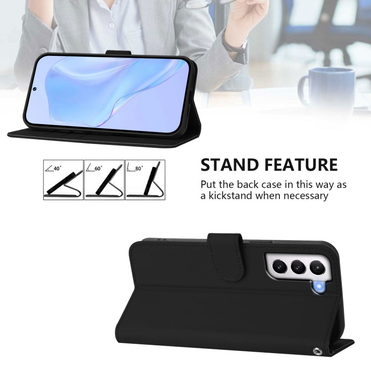 For Samsung Galaxy S21+ 5G Skin Feel Solid Color Leather Phone Case with Lanyard