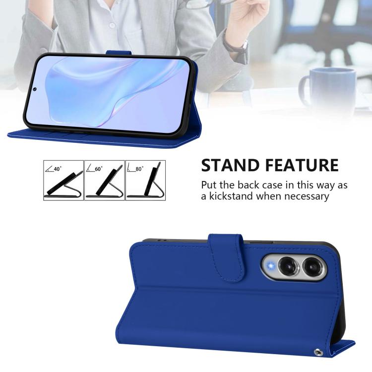 For Samsung Galaxy S25 Edge 5G Skin Feel Solid Color Leather Phone Case with Lanyard