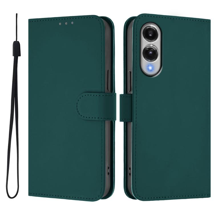 For Samsung Galaxy S25 Edge 5G Skin Feel Solid Color Leather Phone Case with Lanyard