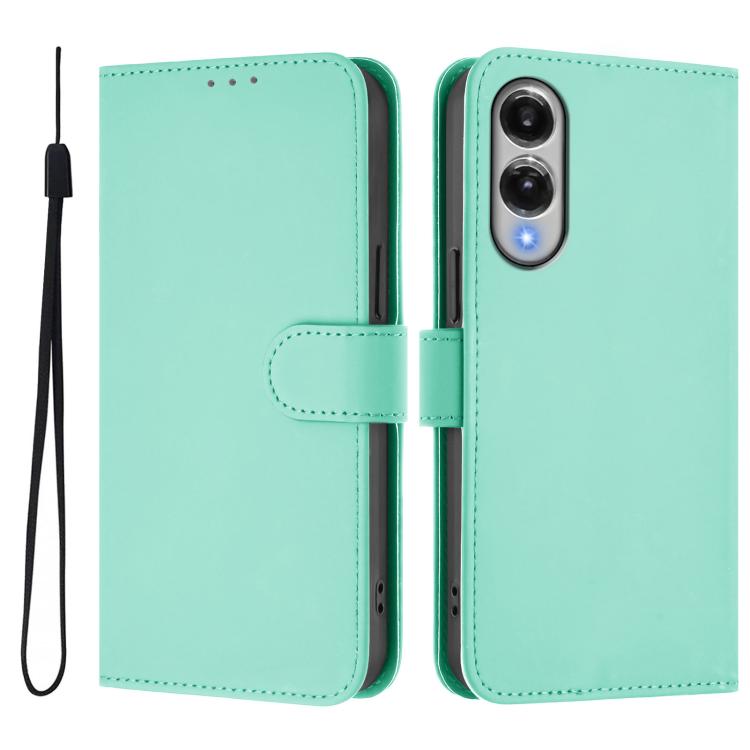 For Samsung Galaxy S25 Edge 5G Skin Feel Solid Color Leather Phone Case with Lanyard