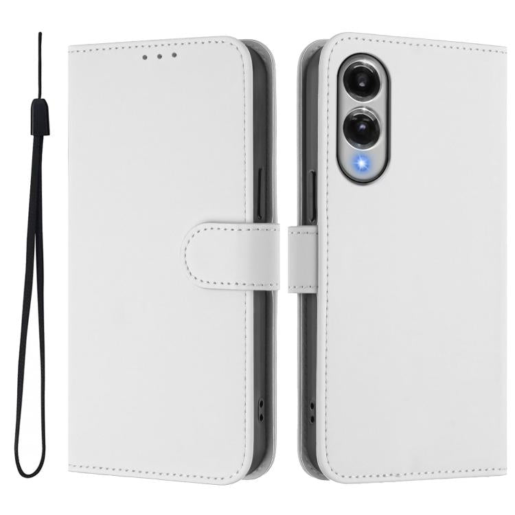 For Samsung Galaxy S25 Edge 5G Skin Feel Solid Color Leather Phone Case with Lanyard